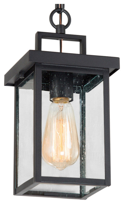 LNC 1-Light Industrial Outdoor Wall Lantern with Seeded Glass Panels, Single Pendant