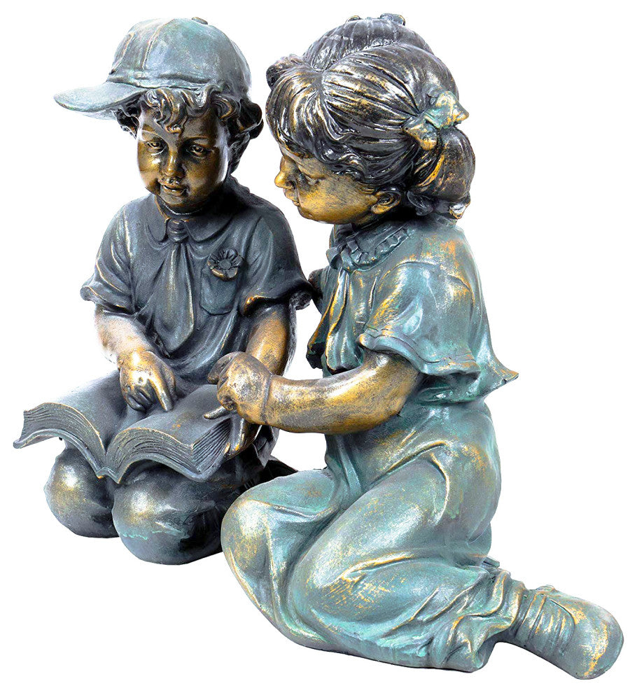 Boy and Girl Reading Statue