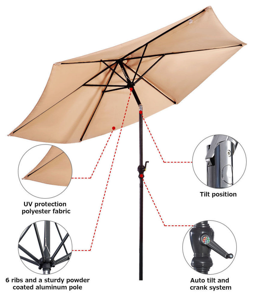 Costway 9FT Patio Umbrella Patio Market Steel Tilt W/ Crank Outdoor Yard Garden