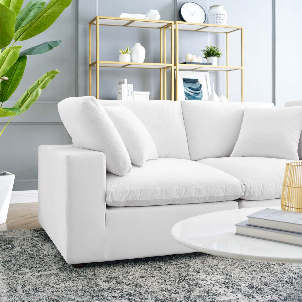 Loveseat Sofa, Velvet, White, Modern, Living Lounge Room Hotel Lobby Hospitality
