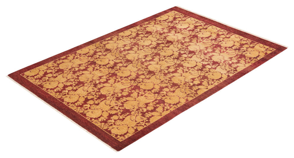 Mogul, One-of-a-Kind Hand-Knotted Area Rug Red, 4'2"x6'1"
