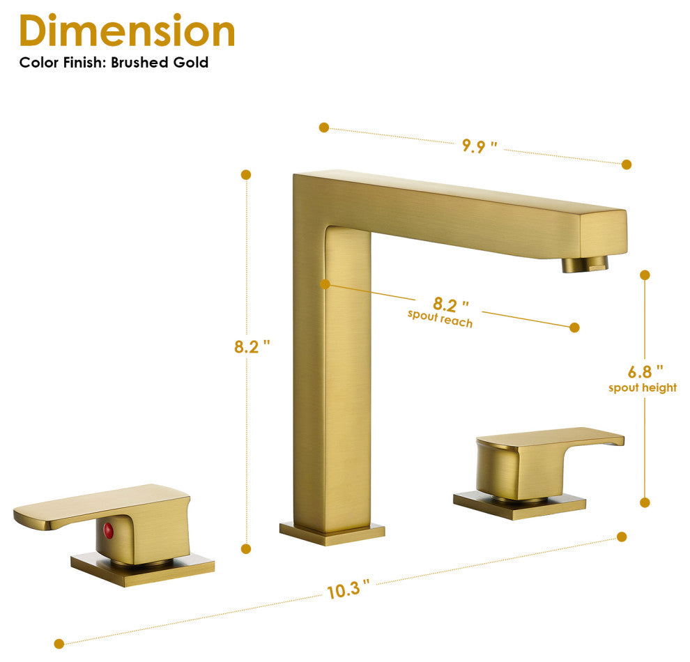 Calden Deck-Mount 8" Widespread Roman Tub Faucet, Brushed Gold