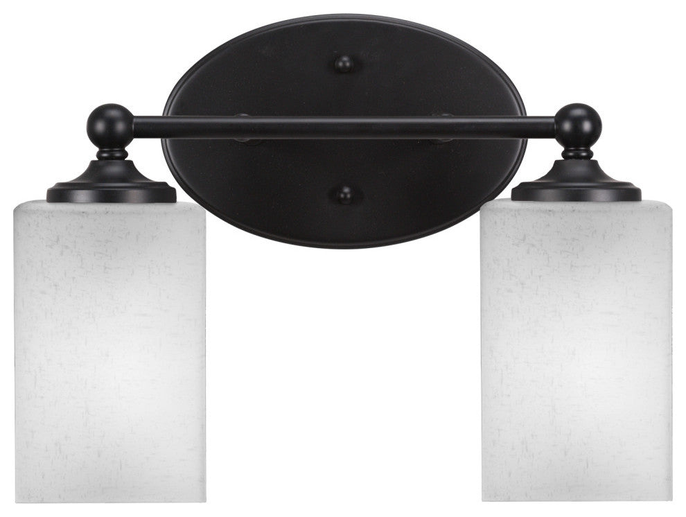 Capri 2-Light Bath Bar, Matte Black/Square White Muslin