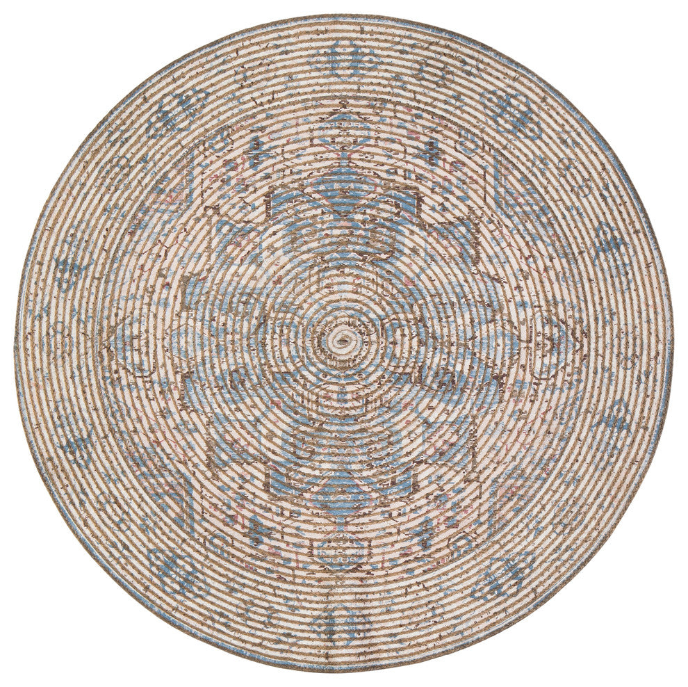 Round Damavand Distressed Area Rug, 4' Round