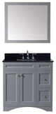 Virtu Elise 36" Single Bathroom Vanity, Gray , Black Granite Top, Mirror