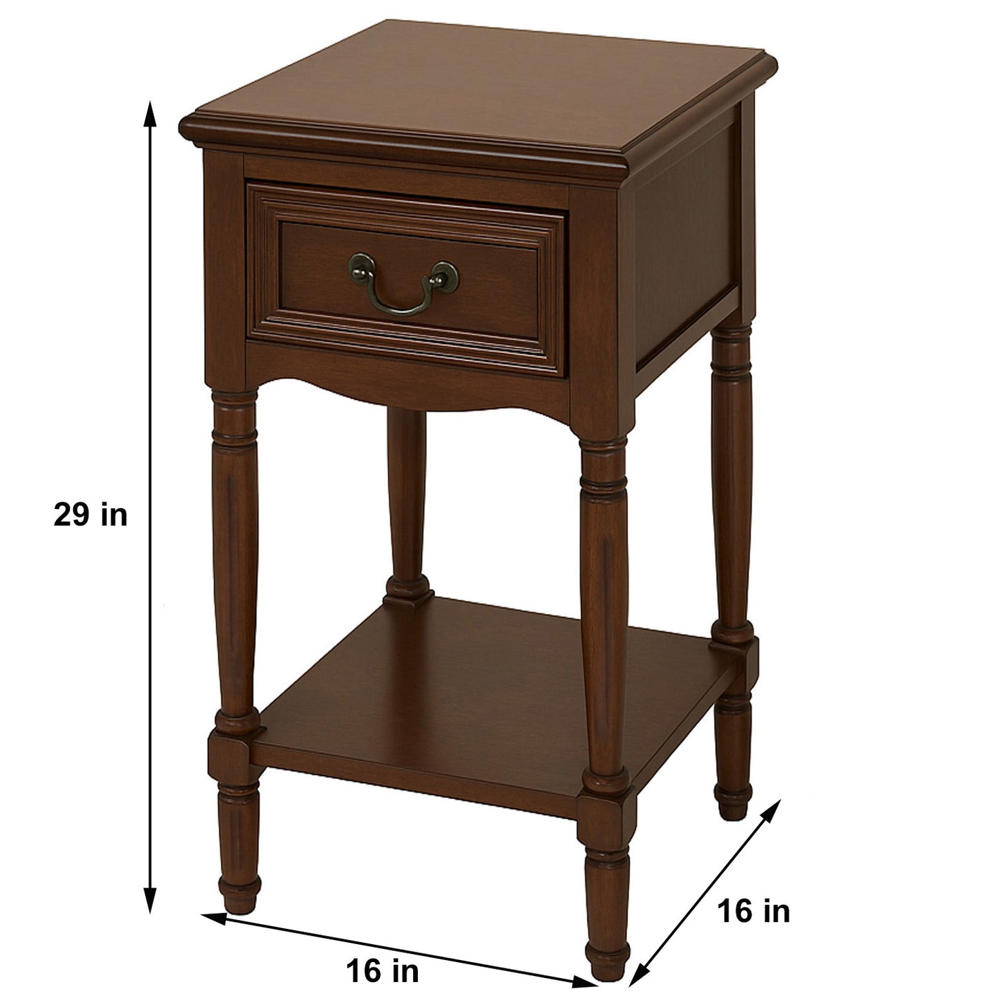 Urban Designs Solid Wood Night Stand Table, Dark Brown