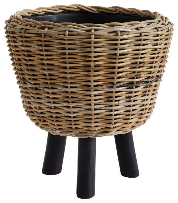Woven Rattan Dry Basket Plant Riser 21.25"