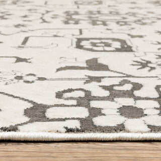 Iris Two-Tone Oriental Ivory/ Grey Area Rug 9'10" x 12'10"