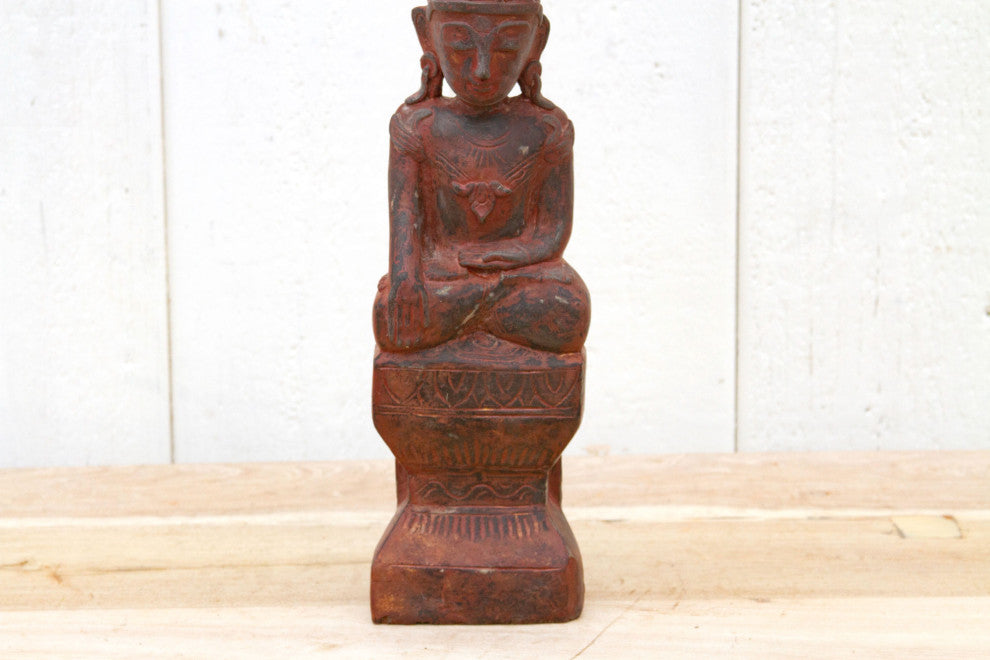 Carved & Painted Praying Buddha