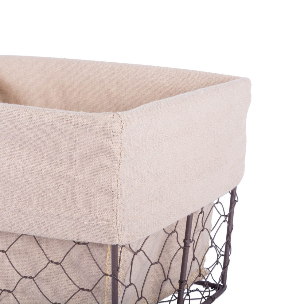 Medium Rustic Bronze Chicken Wire Natural Liner Basket, Set Of 2