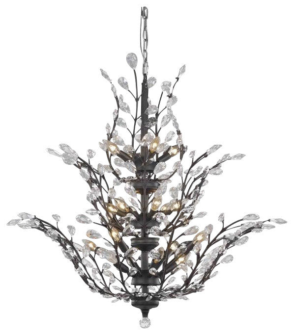 Elegant Orchid Foyer Hall Light, Dark Bronze Finish With Royal Cut Crystal