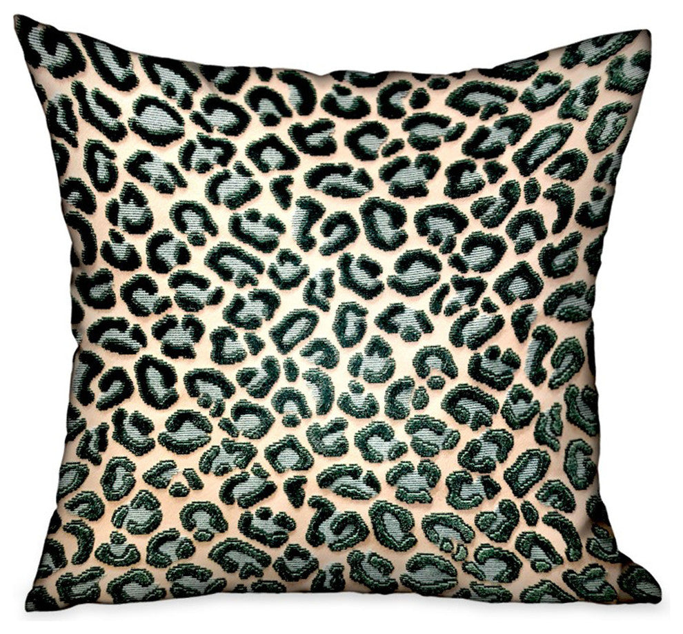 Plutus Jade Velvet Cheetah Green Animal Motif Luxury Throw Pillow, 22"x22"