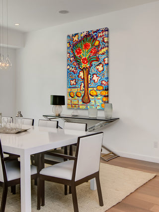 "Roses in Long Vase" Print on Canvas by Wayne Ensrud