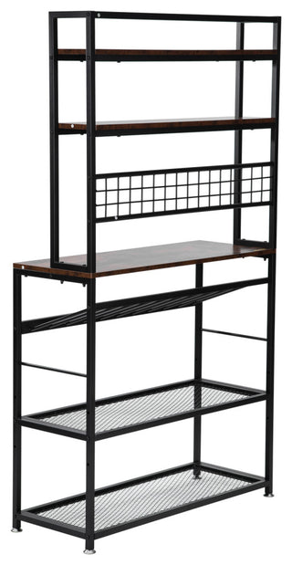 VEVOR Kitchen Bakers Rack with Cabinet 6-Tier Storage Shelf Rack 11 Hooks 65"H