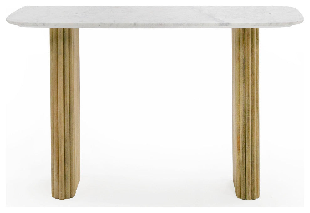 Modrest Cambridge White Marble and Mango Console Table