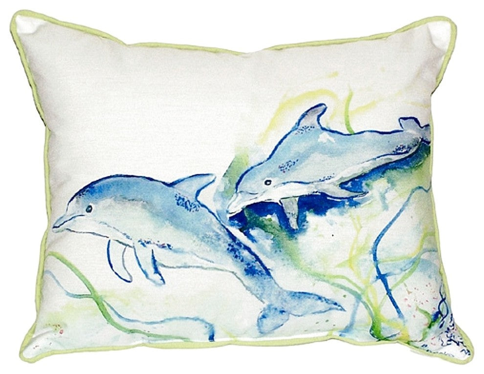 Betsy's Dolphins Small Indoor/Outdoor Pillow 11x14 - Set of Two