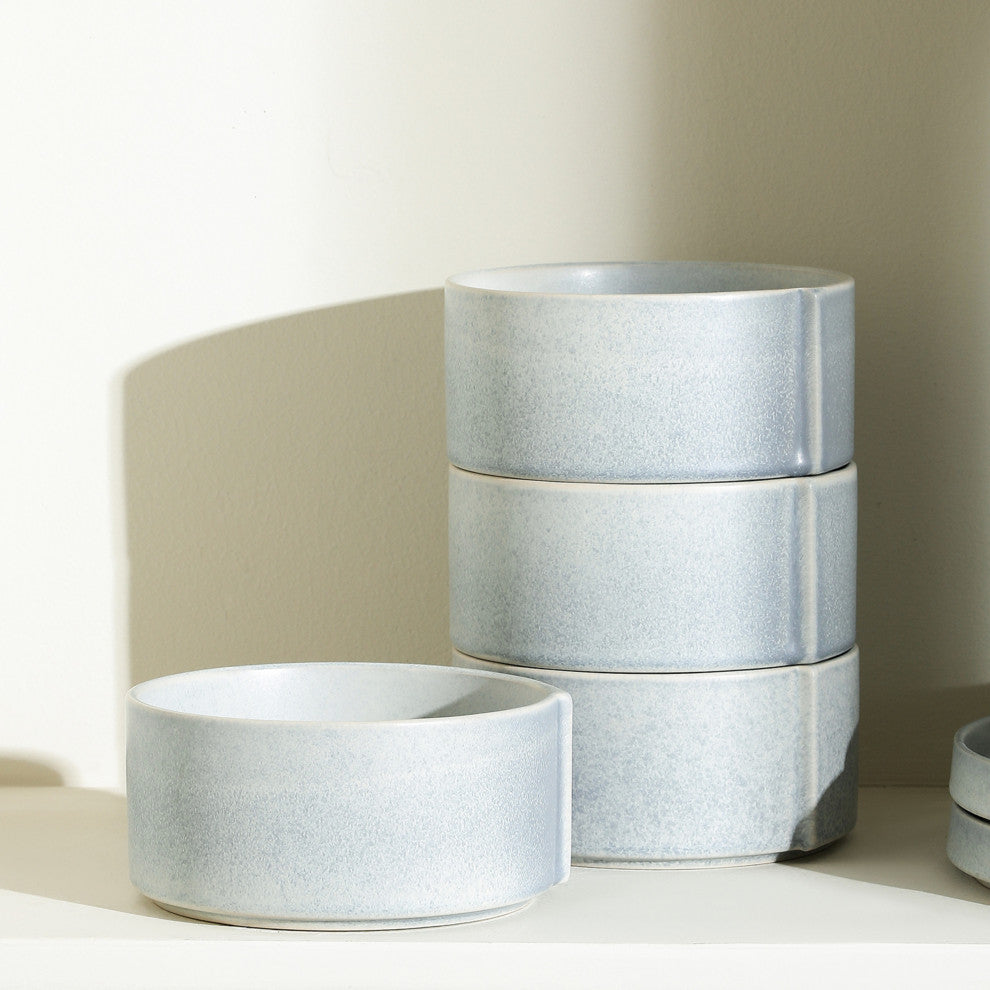 Stone Lain Bao Stoneware 24-Piece Dinnerware Set, Blue-Grey