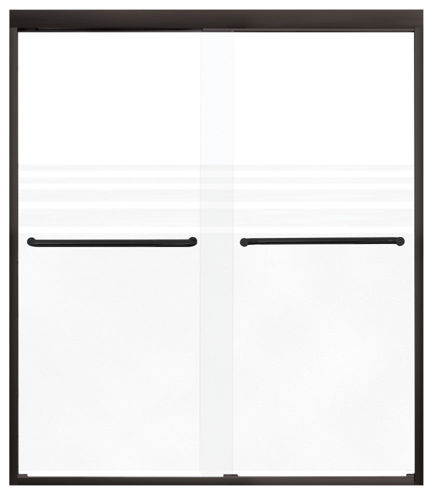 Frederick 59 in. W x 70 in. H Shower Door in Matte Black with Frosted Glass