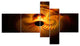 Bright Yellow Magical Lights, Abstract Art on Canvas, 60"x32", 5 panels