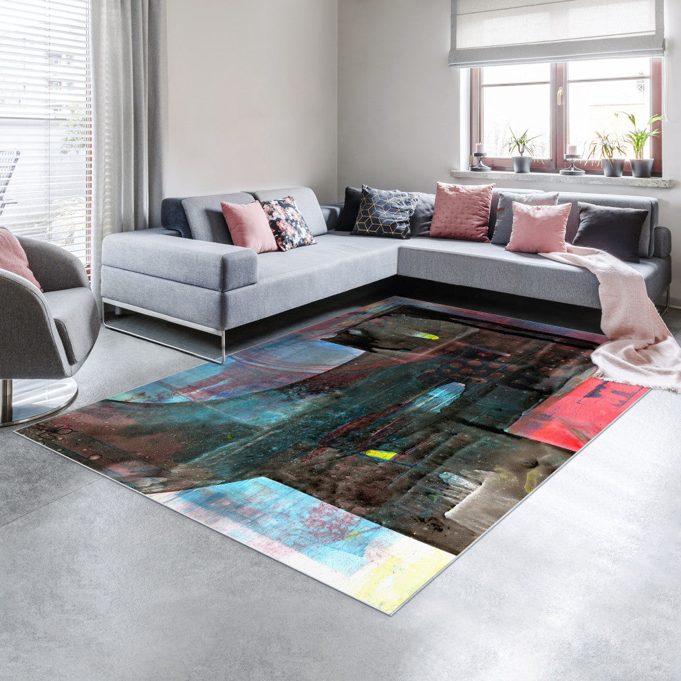 Switching Directions Abstract Art Area Rug, 7.5'x10.3'