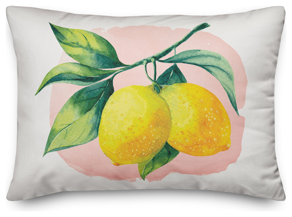 Summer Lemons Outdoor Lumbar Throw Pillow, 14"x20"