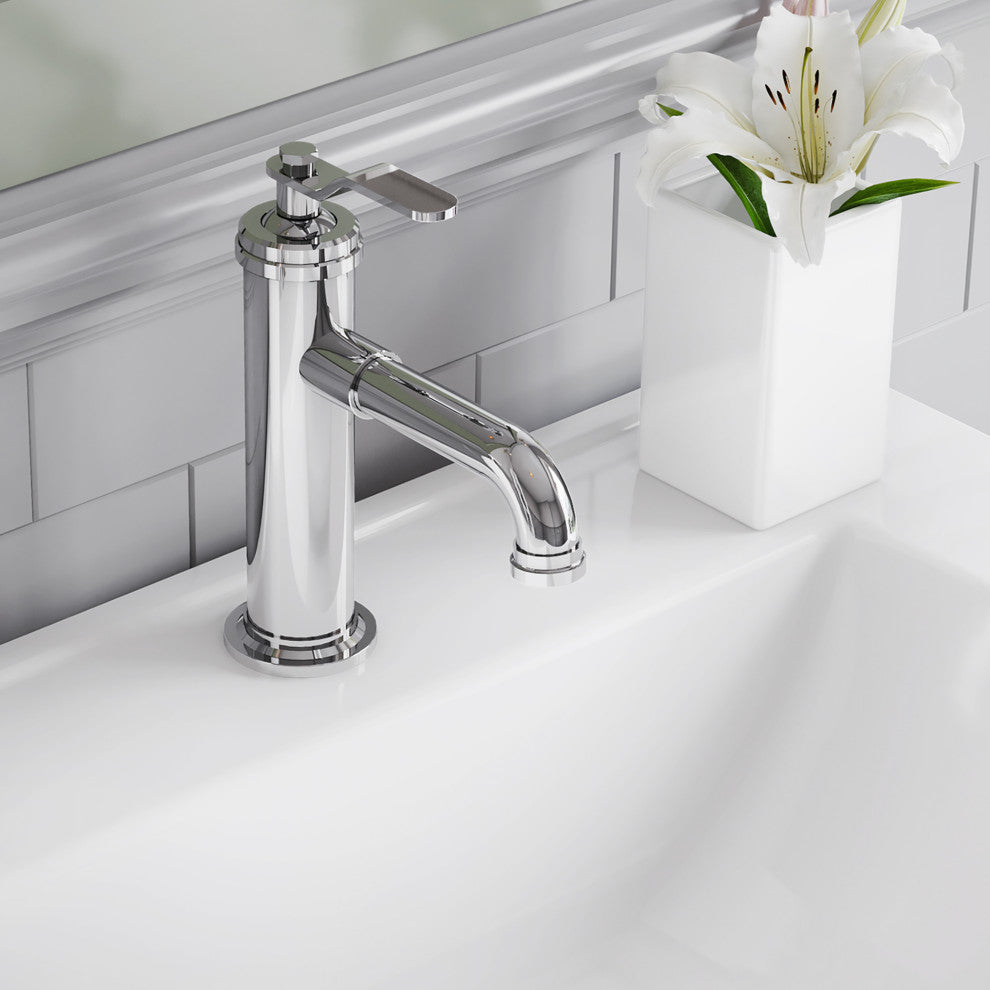 Water Creation Modern Streamlined Cylindrical Single Faucet F7-0001, Chrome