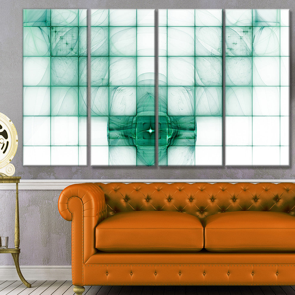Light Blue Bat on Radar Screen, Abstract Canvas Art Print, 48"x28", 4 Panels