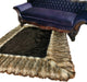 Brown Shag Faux Fur Area Rug - Brown Ribbed Fox Border Handmade Fur Accents USA