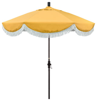 7.5' Bronze Surfside Patio Umbrella With Ribs and White Fringe, Buttercup