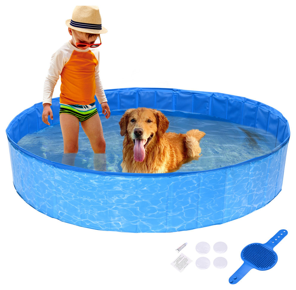 Yescom Foldable Pet Swimming Pool Anti-slip PVC Portable Bath Tub for Dog Cat
