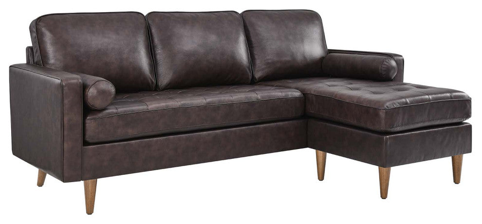 Valour 78" Leather Apartment Sectional Sofa, Brown