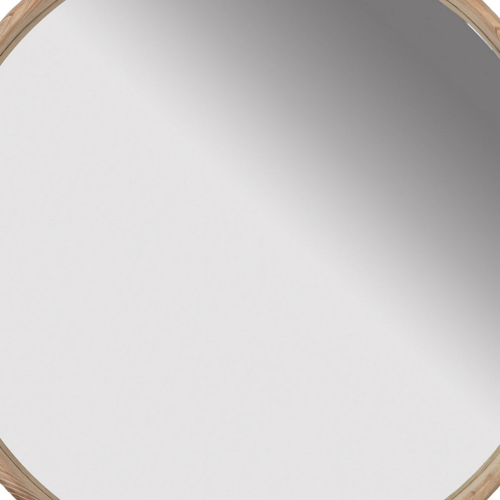 Benzara BM286105 28" Wall Mount Accent Mirror, Natural Fir Wood