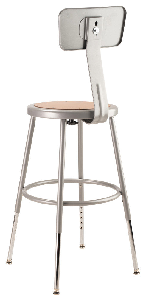 NPS 19"-27" Height Adjustable Heavy Duty Steel Stool With Backrest, Grey