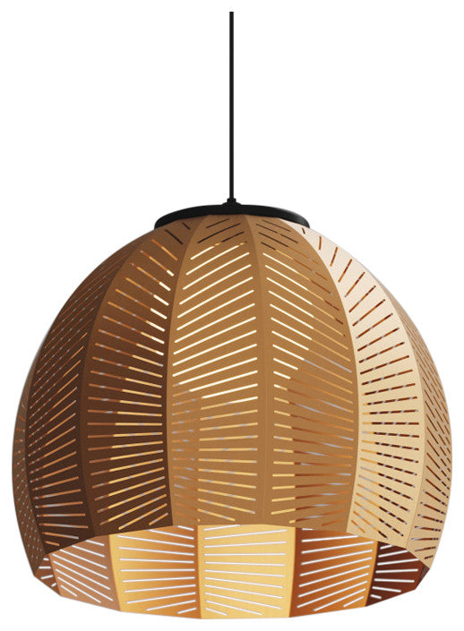 Amicus 16" Pendant, Brushed Rose Gold/Dark Stained Walnut, 2700k Led