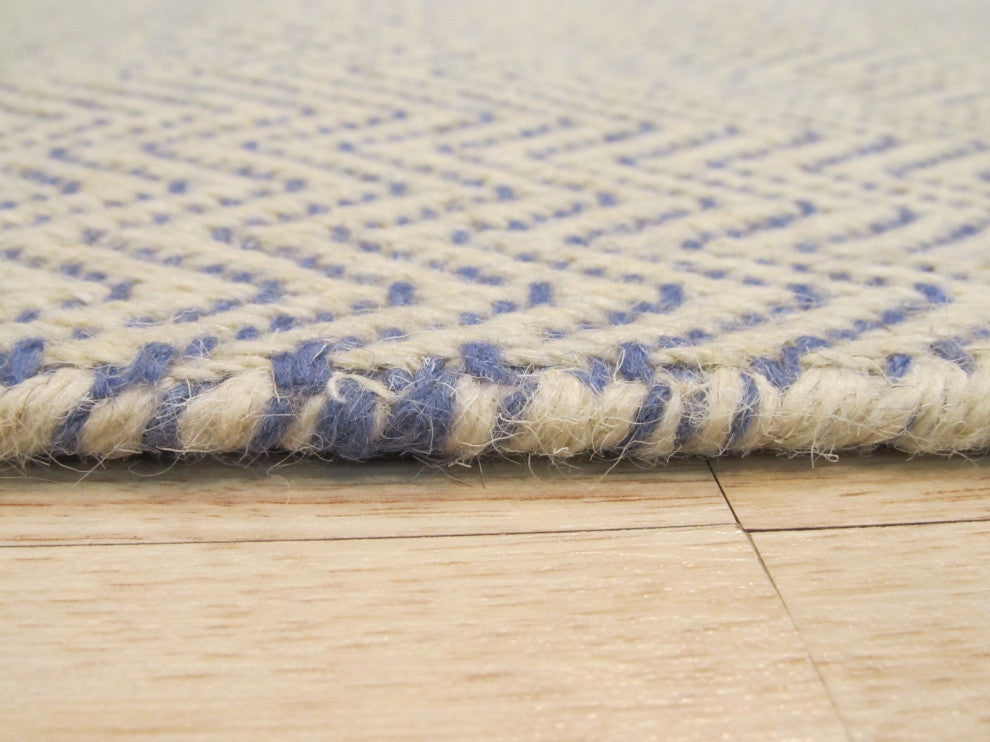 Hand-Tufted Wool Ivory Transitional Chevron Chevron Rug, 7'9x9'9