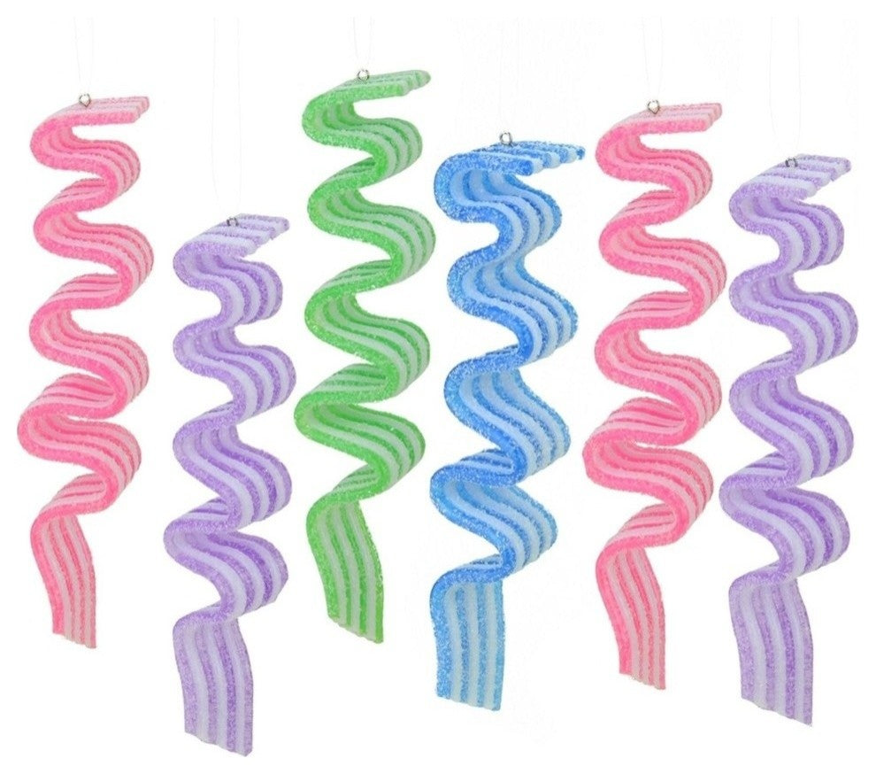 6-Piece Multicolor Sugar Coated Ribbon Candy Christmas Ornaments Set