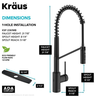 Oletto Touchless Pull-Down 1-Hole Kitchen Faucet, Black