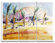 "Watercolor Sea and Palm" Glossy Metal Wall Art, 3 Panels, 36"x28"