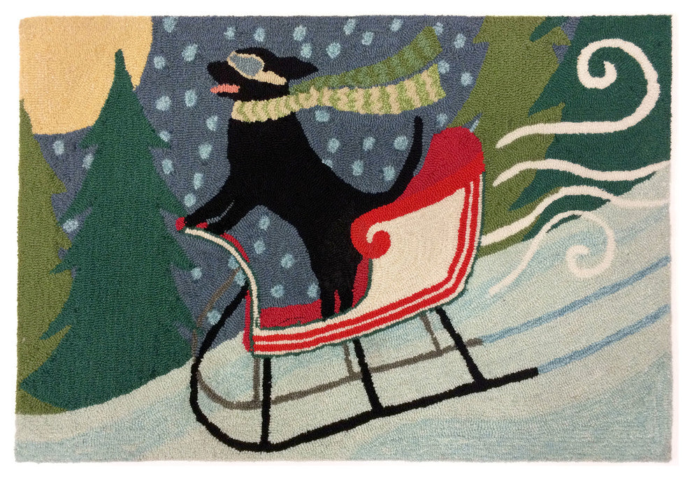 Frontporch Sledding Dog Indoor/Outdoor Rug Multi 2'6x4'