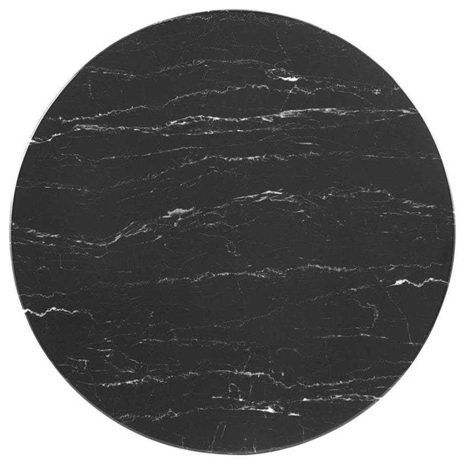 Lippa 36" Artificial Marble Dining Table White Black -5168