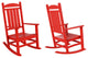 WestinTrends 2PC Outdoor Patio HDPE Adirondack Porch Rocking Chair Set, Red