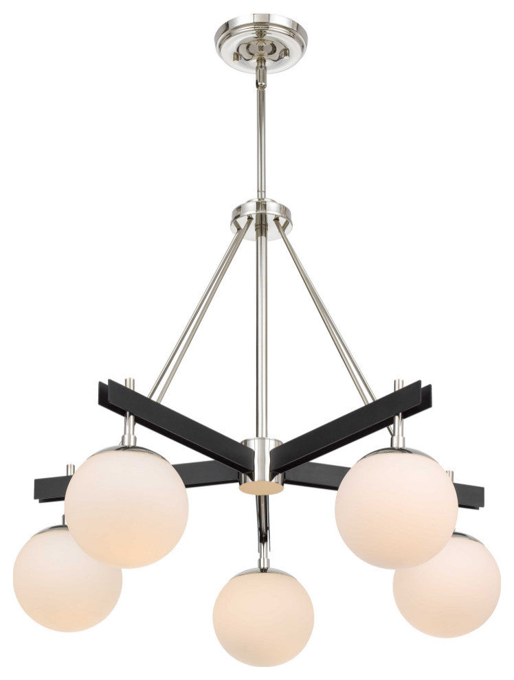 Allie 5-Lt Chandelier - Black/Polished Nickel