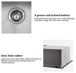 27" x 18" Stainless Steel Undermount Kitchen Sink with Grid and Strainer