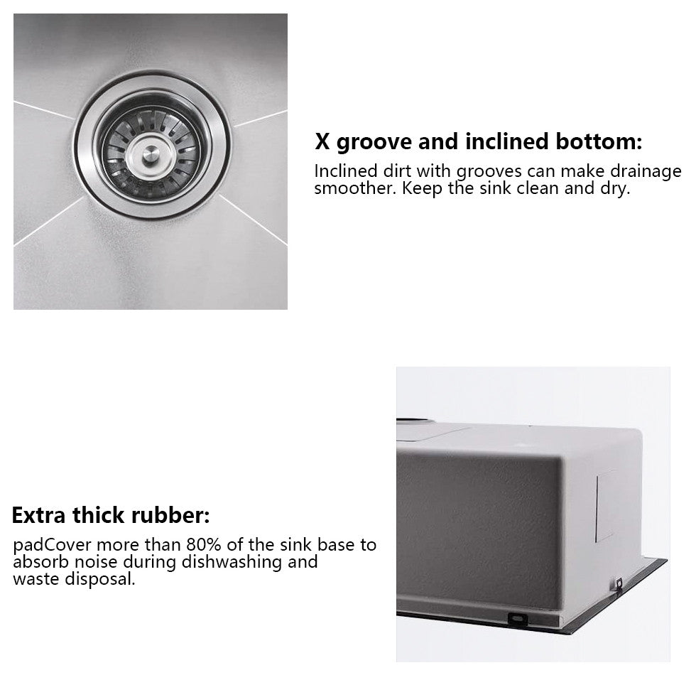 27" x 18" Stainless Steel Undermount Kitchen Sink with Grid and Strainer