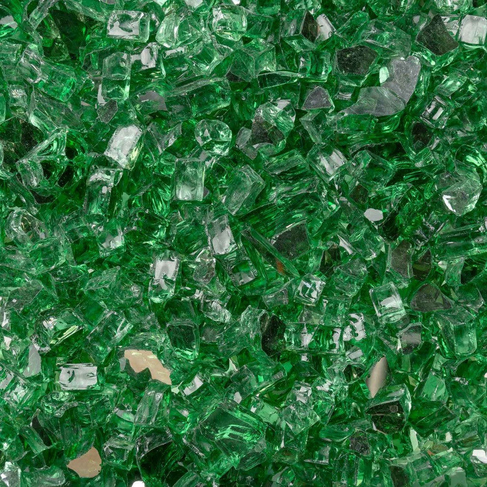 1/2" Reflective Tempered Fire Glass, Terrestrial Green, 10 lb. Jar