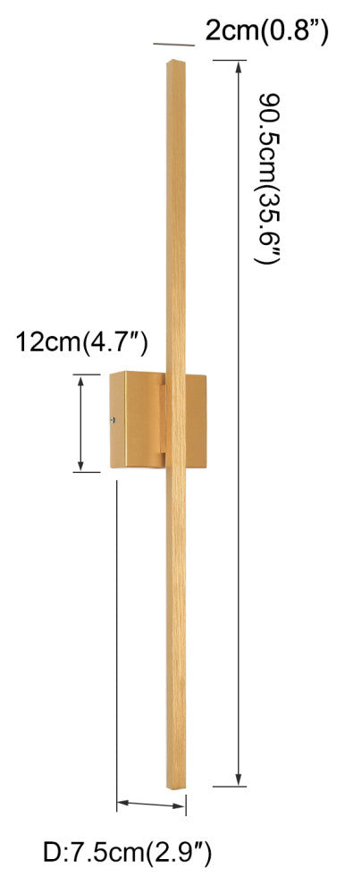 Modern LED Wall Sconces Triac Dimming Aluminum LED Flush Mounted Sconce, Gold, 35.6"hx4.7"wx2.9"d