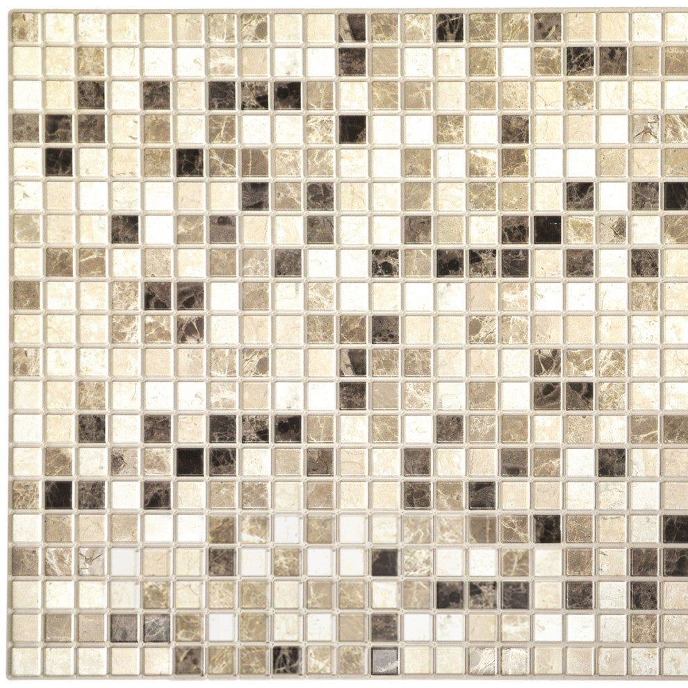 Charcoal Brown Mosaic 3D Wall Panels, Set of 10, Covers 50 Sq Ft