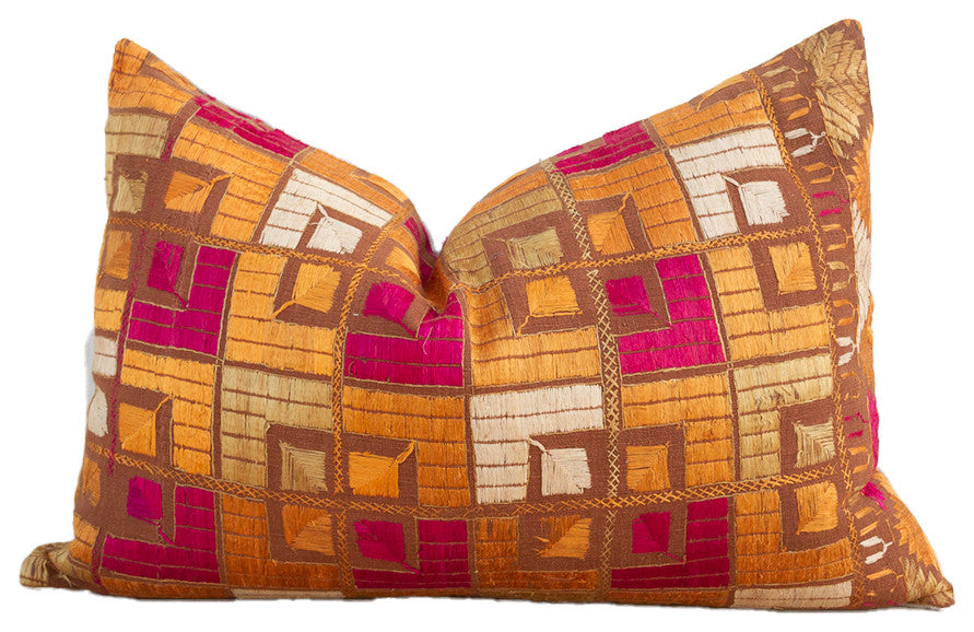 Palash Silk Phulkari Pillow