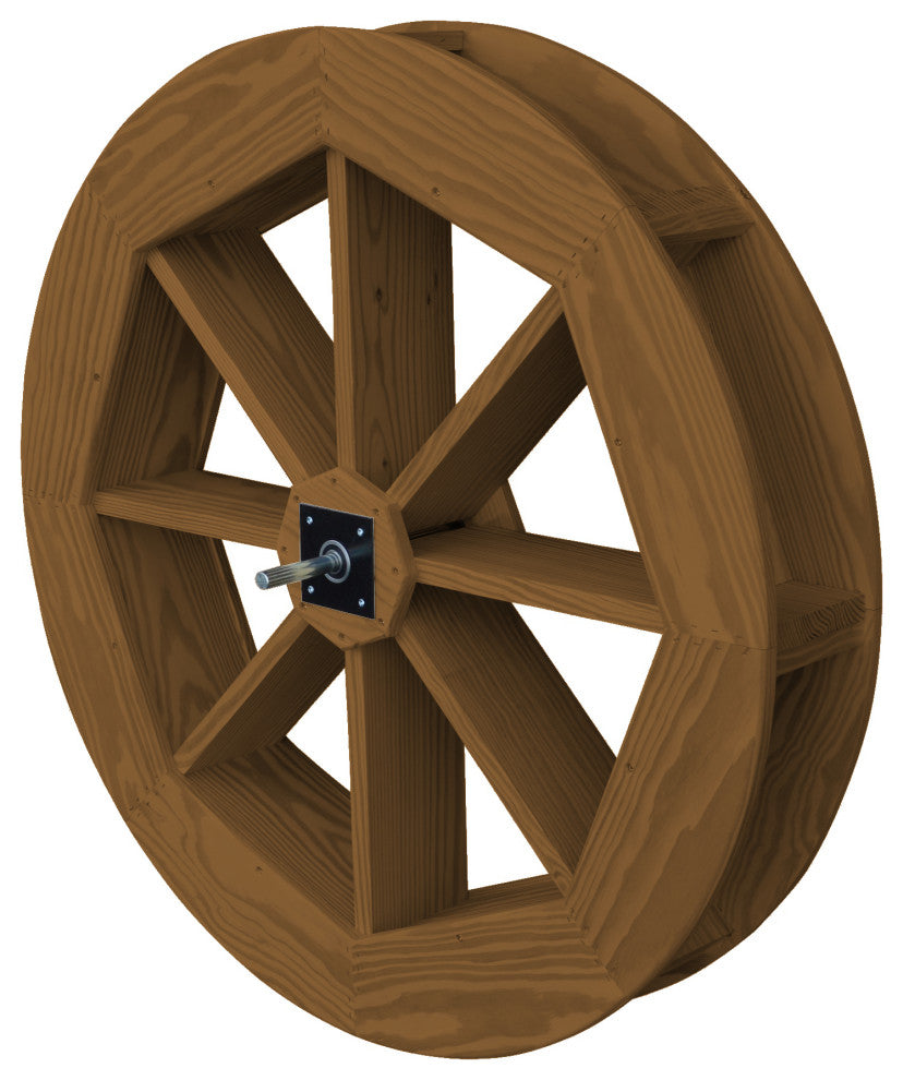 Pressure Treated Pine Waterwheel, Mushroom Stain, 36"