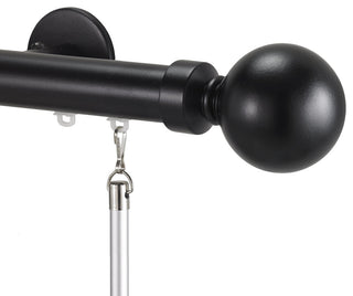 Deco Traverse Rod 1 With Ball 28 Finial, Black, 108